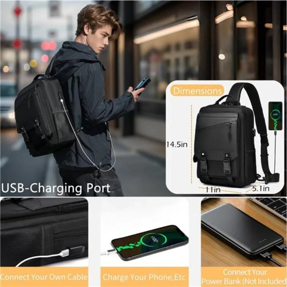 Leaper Crossbody Messenger Bag 13L Multi-pocket Satchel Sling Shoulder‎ for Men